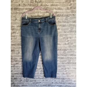 Chico's Platimum Straight Crop Medium Blue Ankle Jeans Womens Sz 12